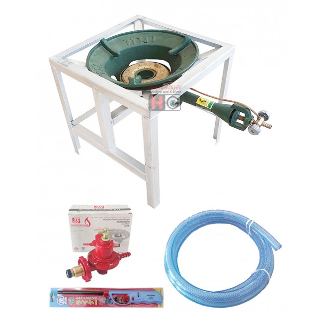 ชุดเตาแก๊สแรงดันสูง เตาเร่ง KB8 ขาเตาเหลี่ยมสูง 40ซม.