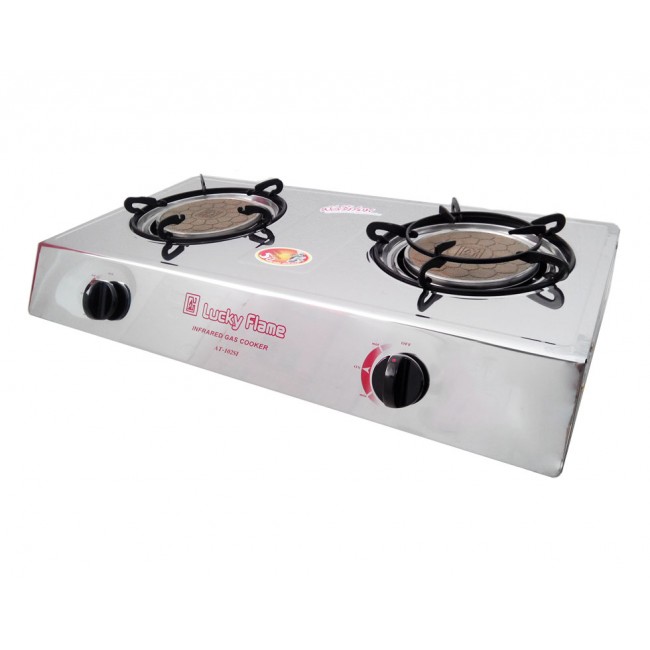 เตาแก๊สตั้งโต๊ะ หัวเตาคู่ อินฟาเรด Lucky flame AT-102SI เตาแก๊สตั้งโต๊ะ หัวเตาคู่ อินฟาเรด Lucky flame AT-102SI